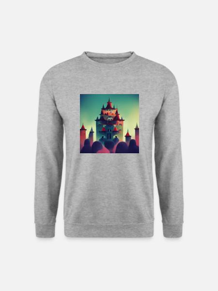 Cartoon Castle schloss - Unisex Pullover - Weißgrau meliert