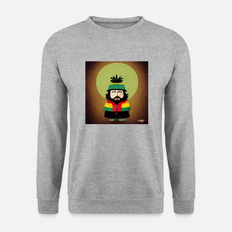 Rastafarian style cartoon - Unisex Pullover - Weißgrau meliert