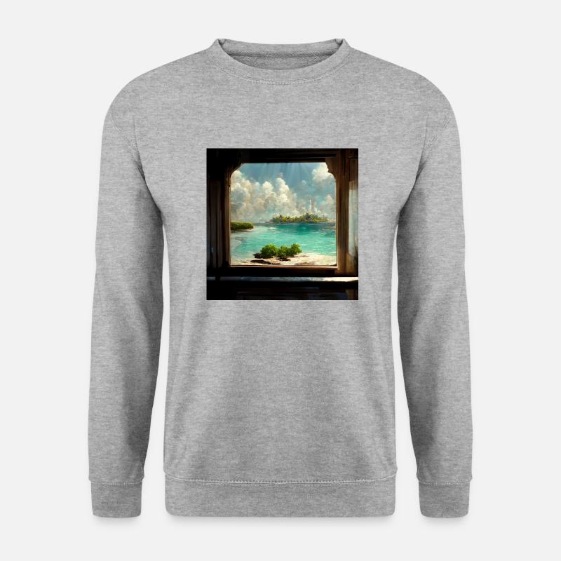 Paradise Island Painting - Unisex Pullover - Weißgrau meliert