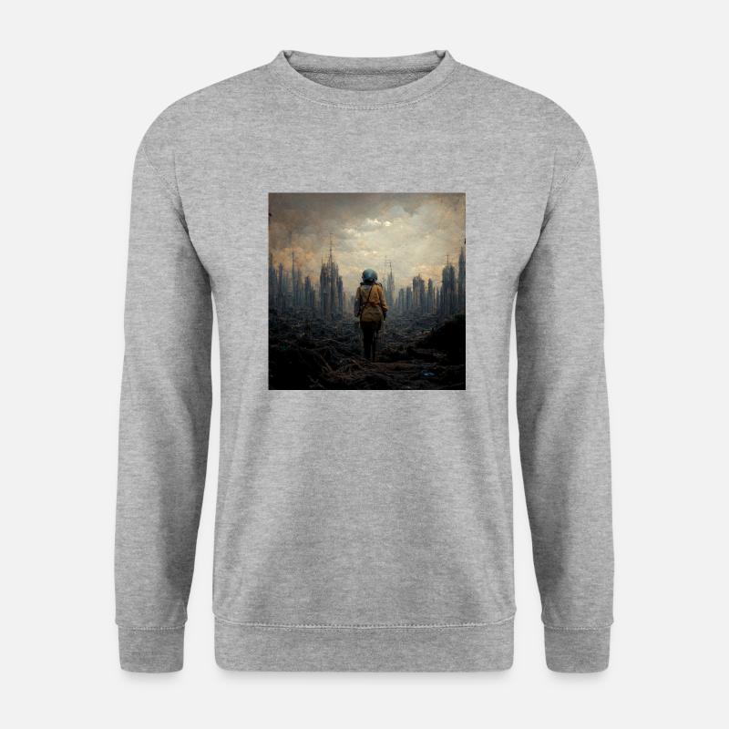 Apokalypseende Der Weltmalerei - Unisex Pullover - Weißgrau meliert