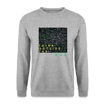 Denken Sie über den Tellerrand hinaus positive Gedanken glücklich - Unisex Pullover - Weißgrau meliert - Vorne - Alina (178cm) & Michal (187cm)