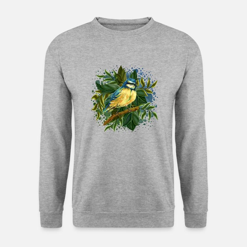 Bunter Vogel - Unisex Pullover - Weißgrau meliert