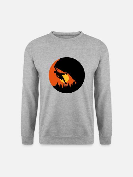Sonne Abends Klettern Silhouette - Unisex Pullover - Weißgrau meliert