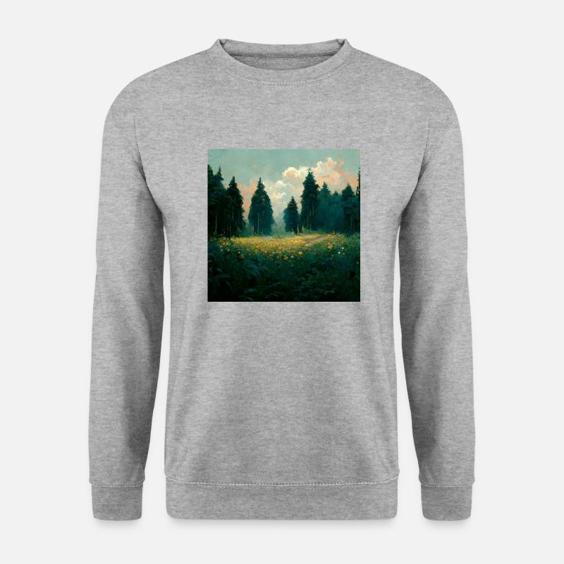Sonnenuntergang Im Wald - Unisex Pullover - Weißgrau meliert
