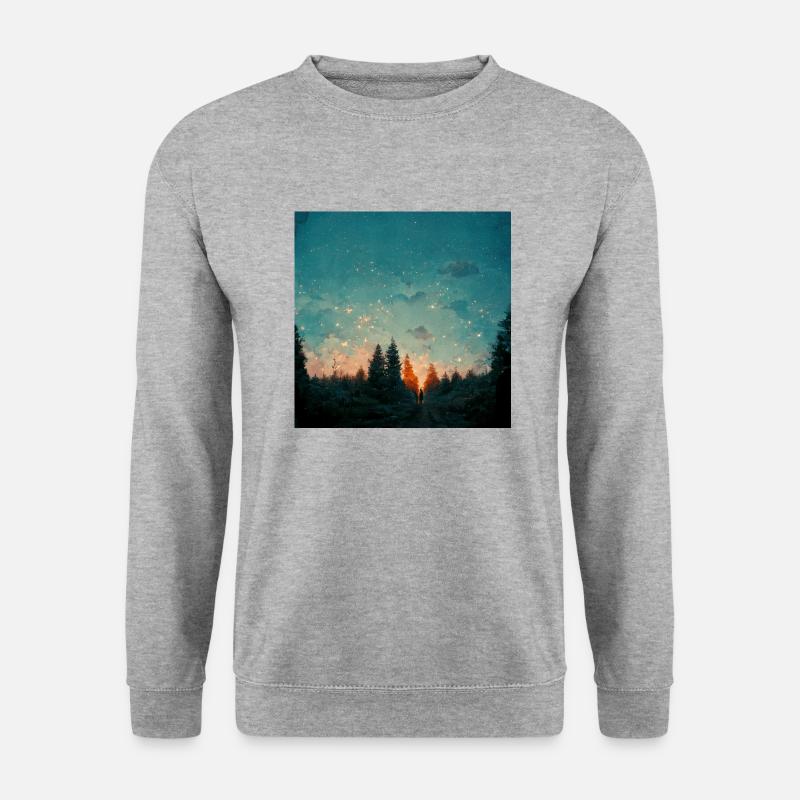 Sonnenuntergang Im Wald - Unisex Pullover - Weißgrau meliert