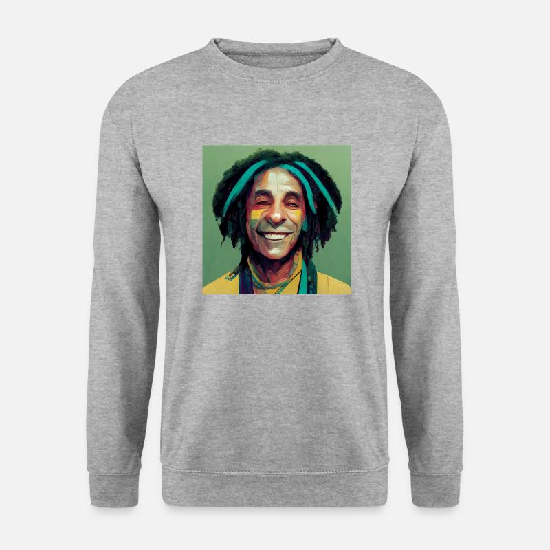 Rastafari-ölgemälde - Unisex Pullover - Weißgrau meliert