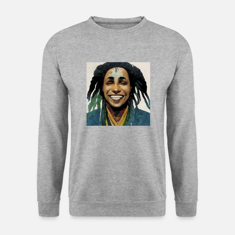 Rastafari-skizzenmalerei - Unisex Pullover - Weißgrau meliert