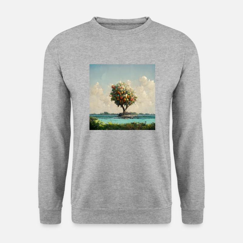 Bauminsel - Unisex Pullover - Weißgrau meliert