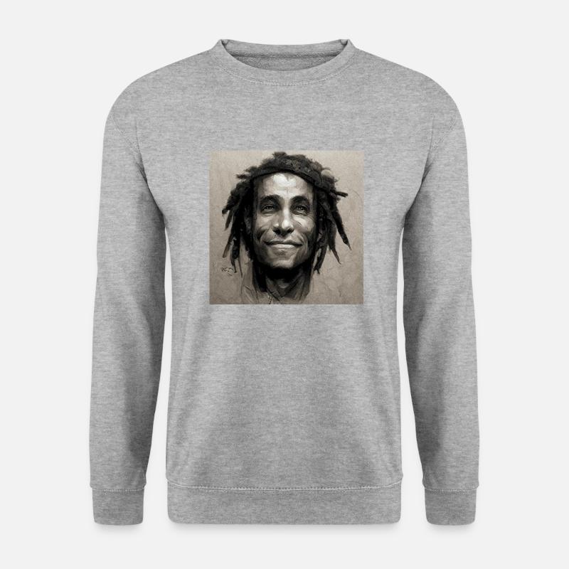 Rastafari-skizzenmalerei - Unisex Pullover - Weißgrau meliert