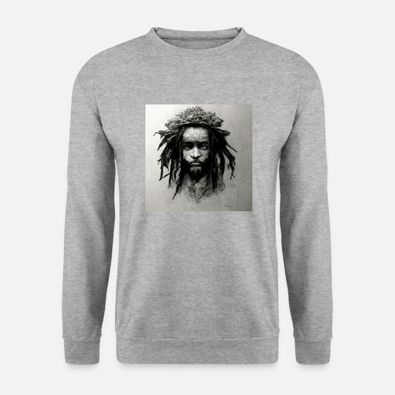 Rastafari-skizzenmalerei - Unisex Pullover - Weißgrau meliert