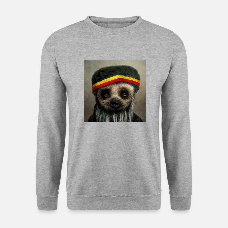 Rasta Faultier - Unisex Pullover - Weißgrau meliert
