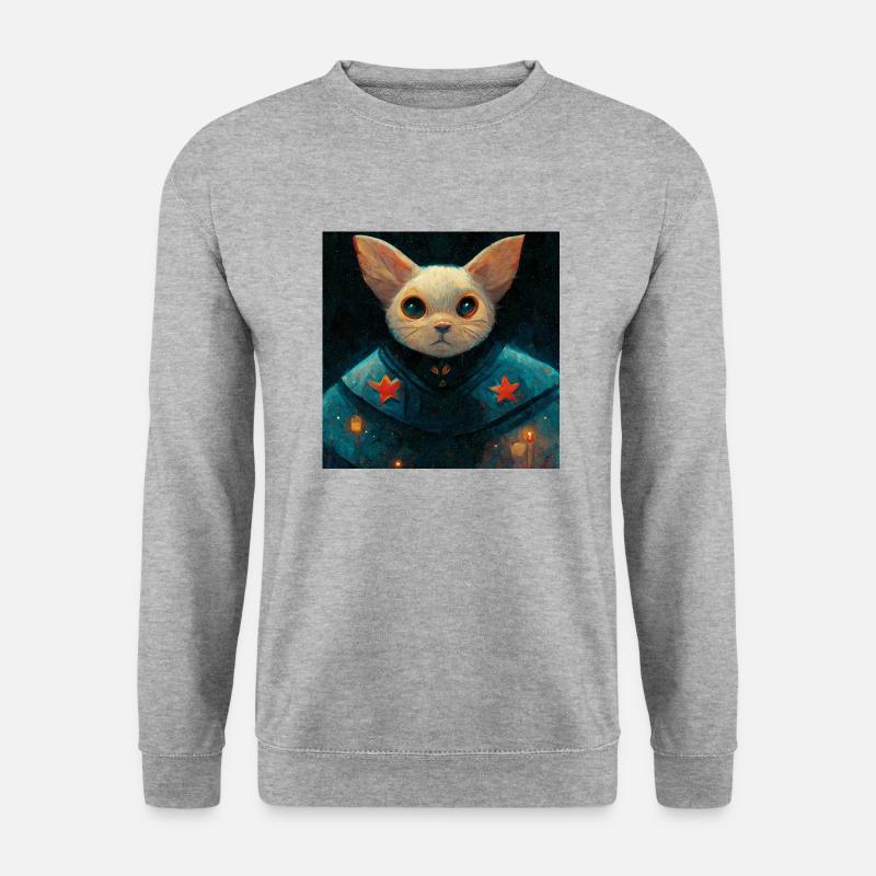 Astronautenkatze - Unisex Pullover - Weißgrau meliert