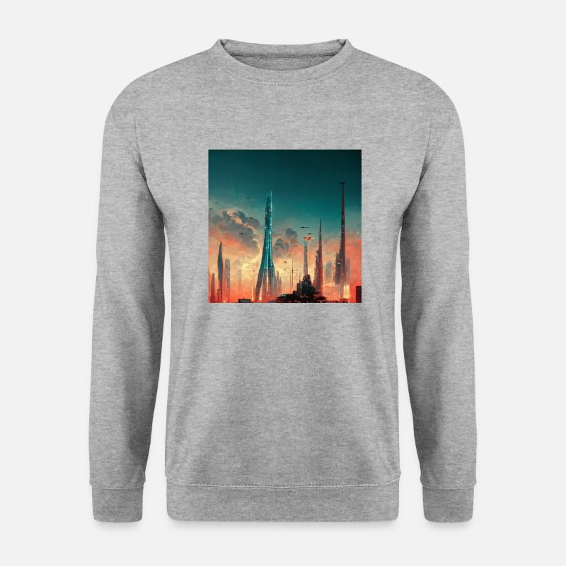 Stadt Der Zukunft - Unisex Pullover - Weißgrau meliert