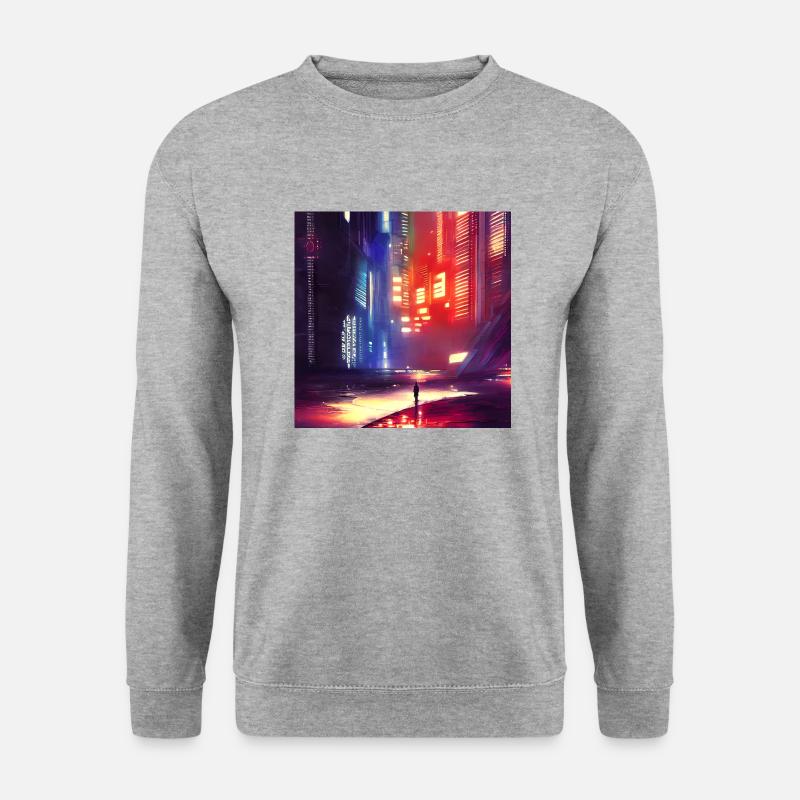 Future City - Unisex Pullover - Weißgrau meliert