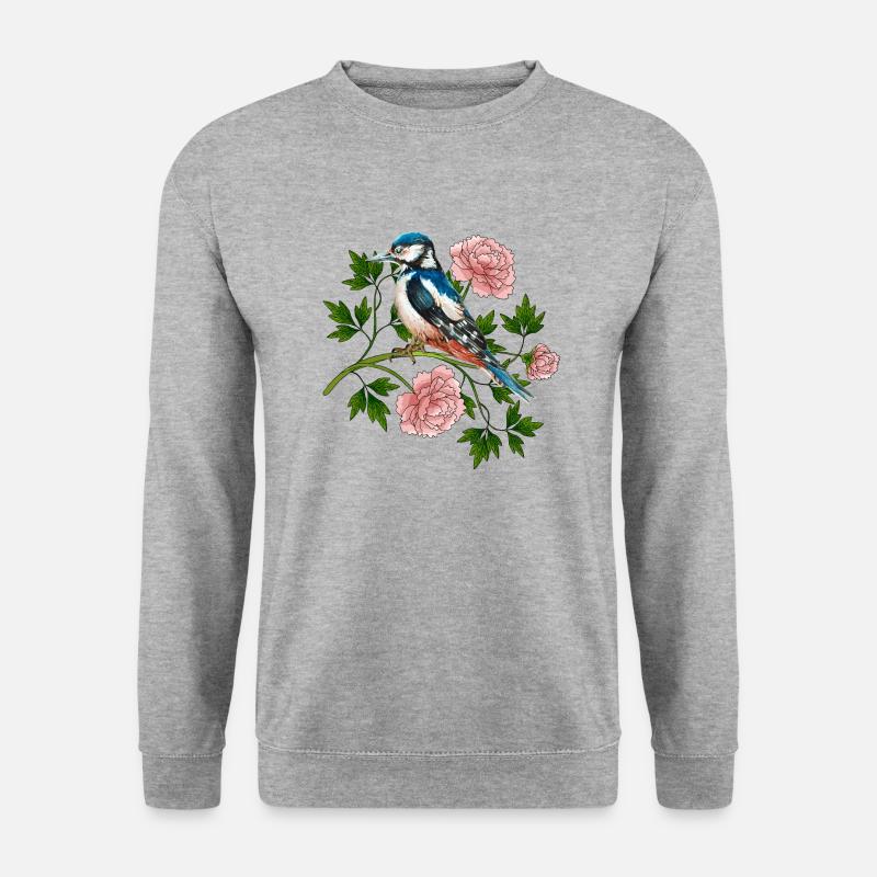 Bunter Vogel - Unisex Pullover - Weißgrau meliert