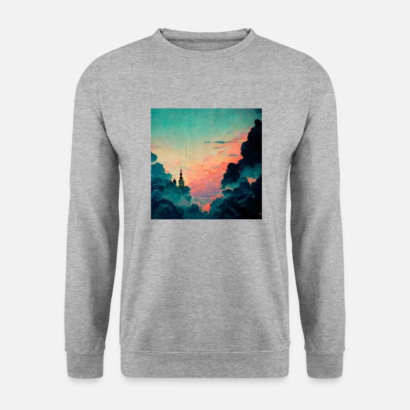 Fantasy Mystery Landschaftsmalerei - Unisex Pullover - Weißgrau meliert