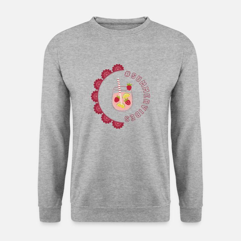 Summer vibes - Erdbeeren Design - Unisex Pullover - Weißgrau meliert