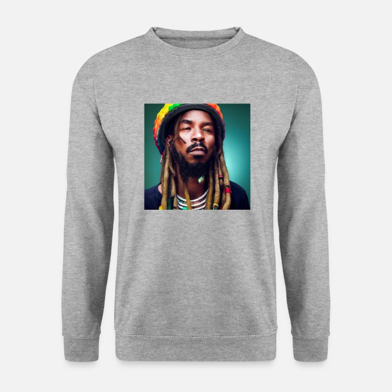 Rastafari-porträt - Unisex Pullover - Weißgrau meliert