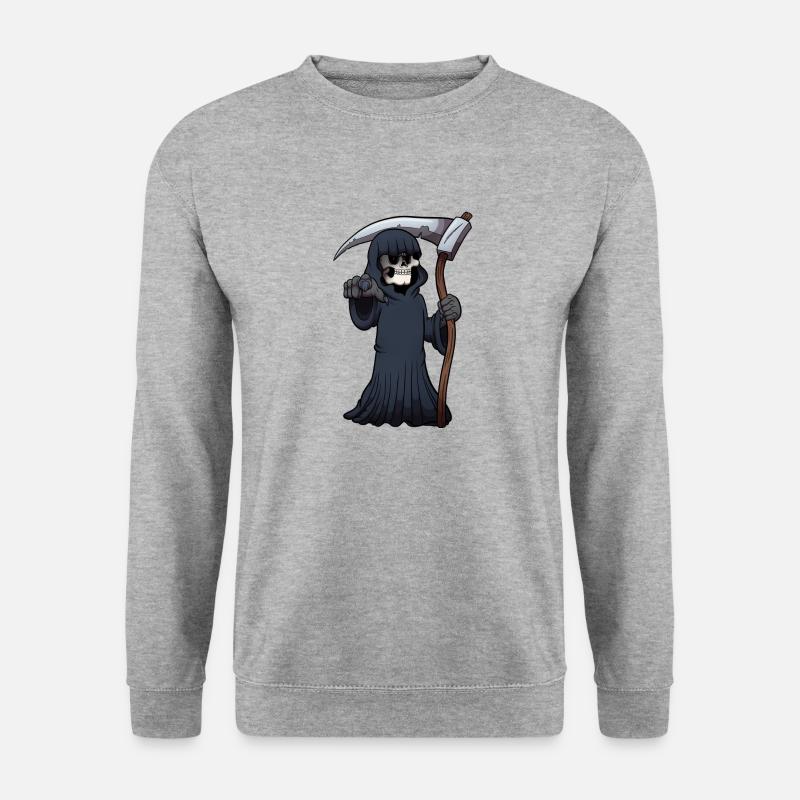 Sensenmann zeigt auf dich - Unisex Pullover - Weißgrau meliert