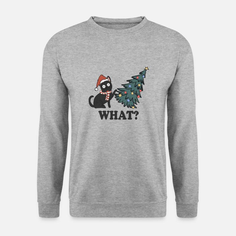 What? Katze Weihnachten - Unisex Pullover - Weißgrau meliert