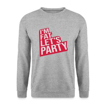 im fat lets party - Unisex Pullover - Weißgrau meliert - Vorne - Alina (178cm) & Michal (187cm)