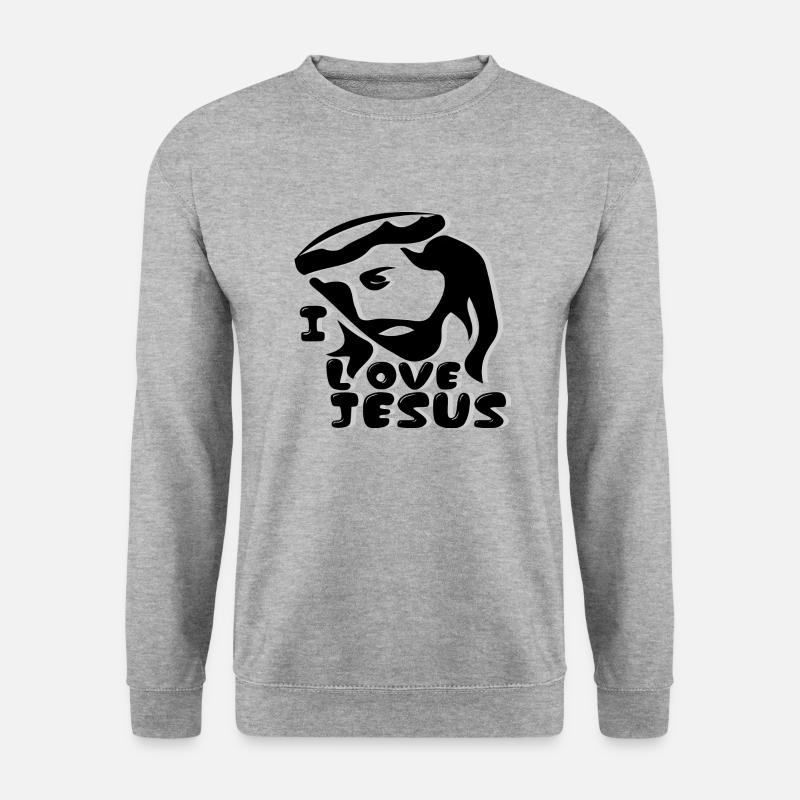I love Jesus - Unisex Pullover - Weißgrau meliert