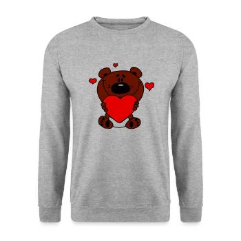 TEDDY LOVE - In Love - #Liebe #Love - Unisex Sweatshirt - salt & pepper - Front - Alina (178cm) & Michal (187cm)