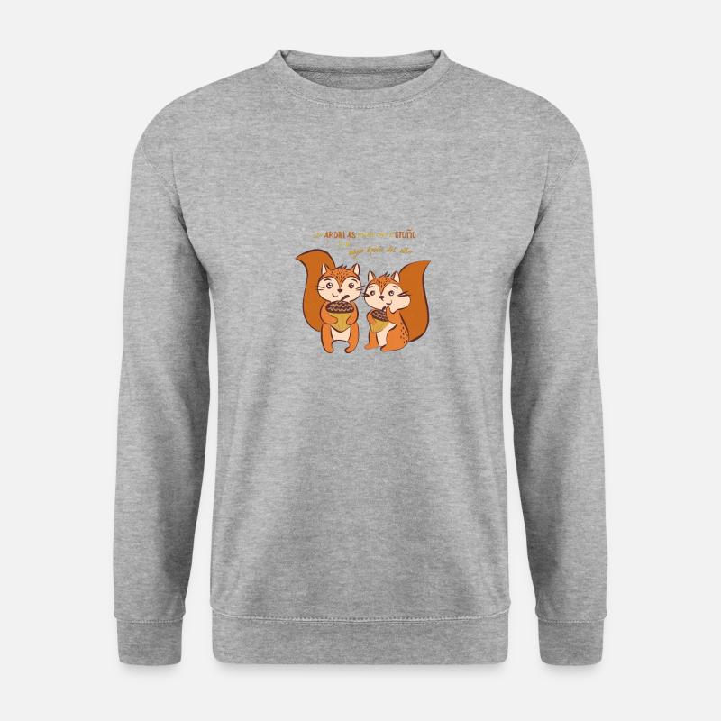 Eichhörnchen denken... - Unisex Pullover - Weißgrau meliert