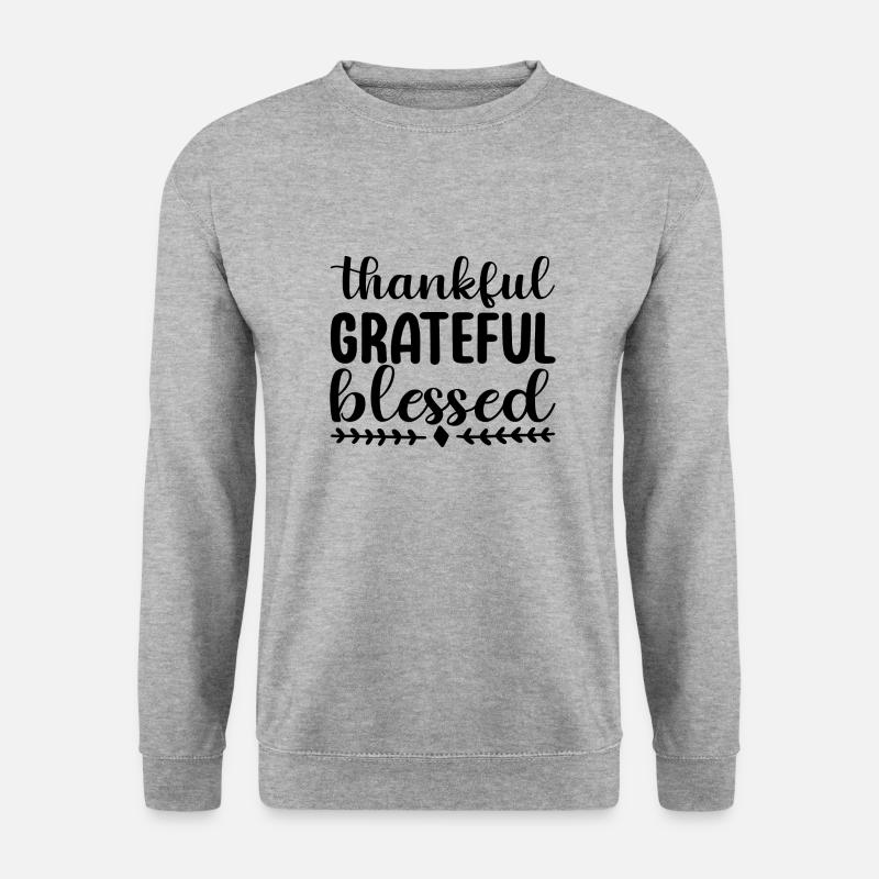 Thankful Grateful Blessed - Unisex Pullover - Weißgrau meliert