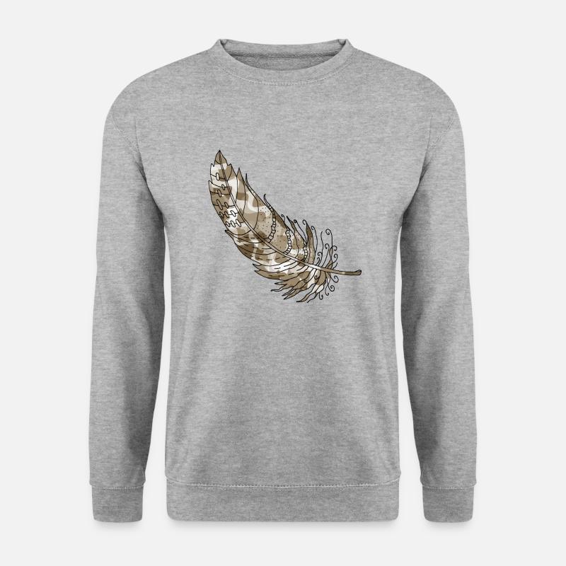 Feder - Unisex Pullover - Weißgrau meliert