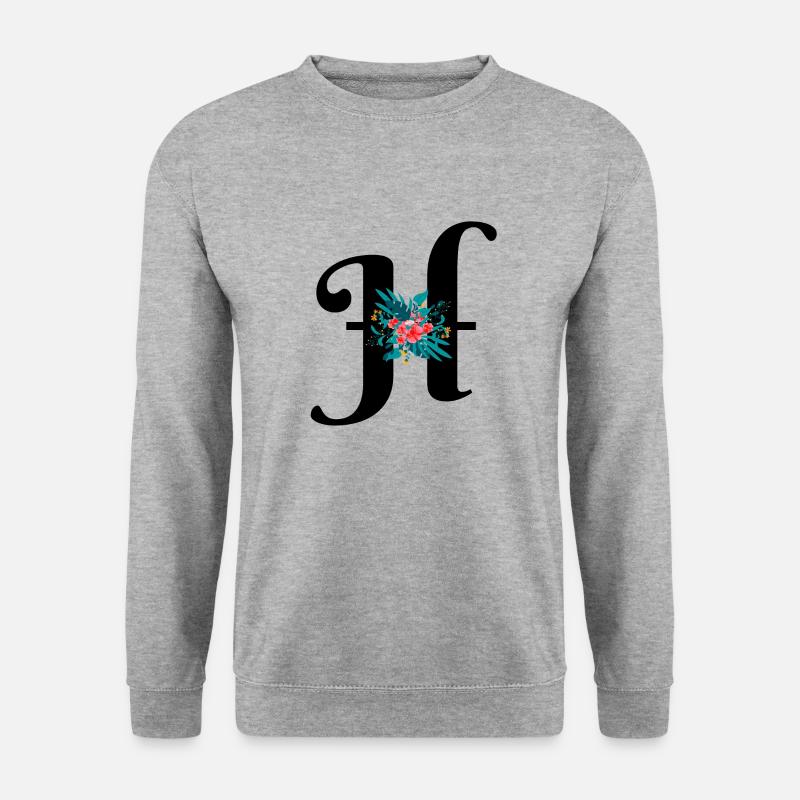 Buchstabe H geblüht - Unisex Pullover - Weißgrau meliert
