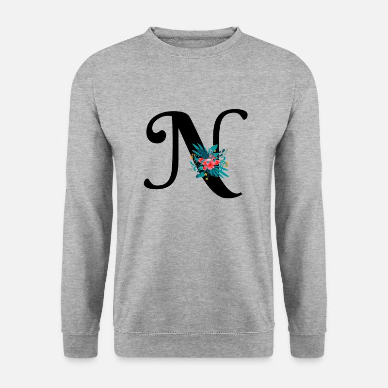 letter N flowered - Unisex Sweatshirt - salt & pepper
