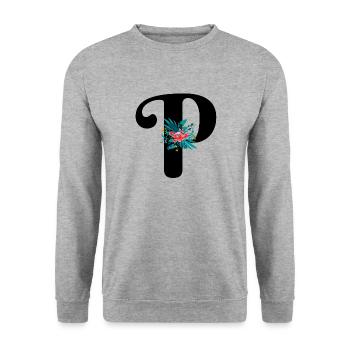 letter P flowery - Unisex Sweatshirt - salt & pepper - Front - Alina (178cm) & Michal (187cm)