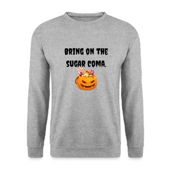 Halloween T-shirt | Too much candy! - Unisex Sweatshirt - salt & pepper - Front - Alina (178cm) & Michal (187cm)