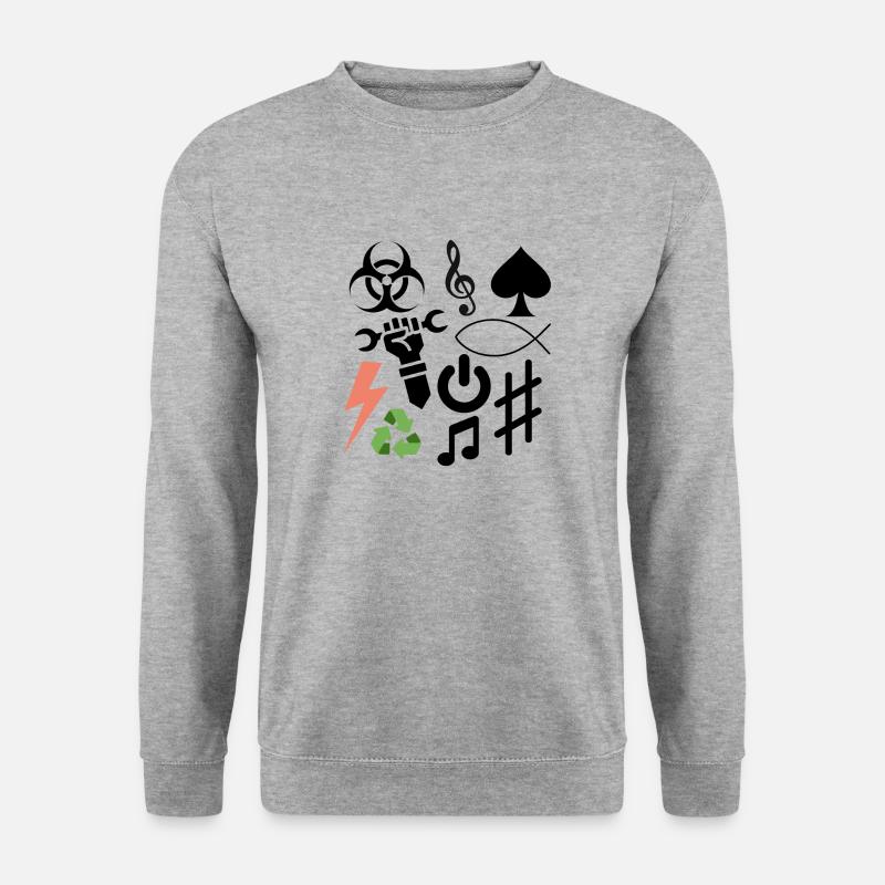 Symbolwirrwar - Unisex Pullover - Weißgrau meliert