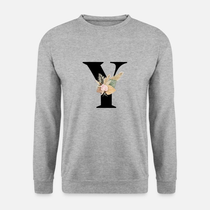 Buchstabe Y Blumen - Unisex Pullover - Weißgrau meliert