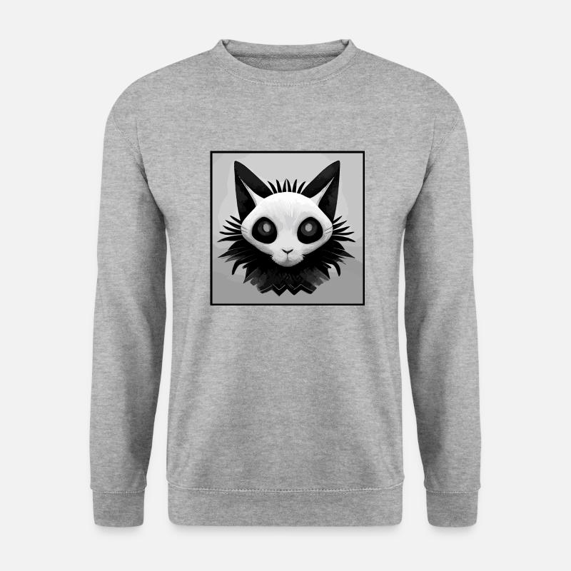 Katzenkopf C.C - Unisex Pullover - Weißgrau meliert