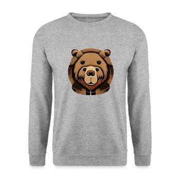 Doppelbär - Unisex Pullover - Weißgrau meliert - Vorne - Alina (178cm) & Michal (187cm)