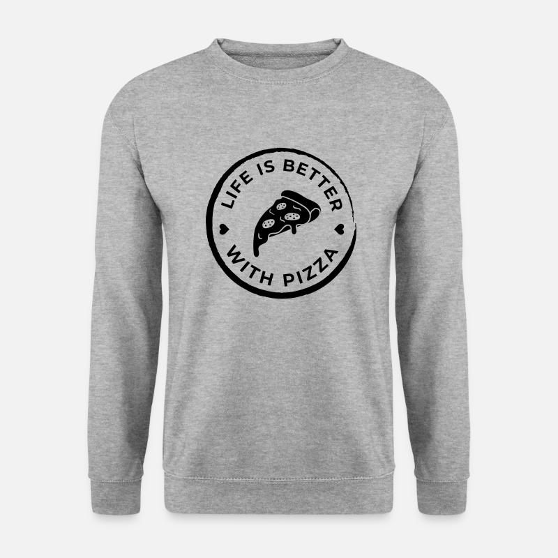 life is better pizza - Unisex Pullover - Weißgrau meliert