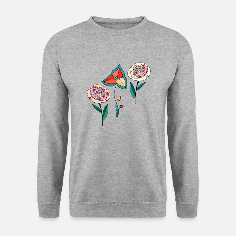Blumen - Unisex Pullover - Weißgrau meliert