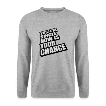 single now your chance - Unisex Pullover - Weißgrau meliert - Vorne - Alina (178cm) & Michal (187cm)