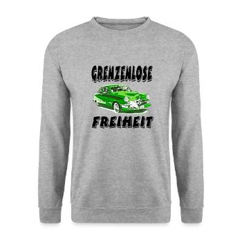 Auto - Unisex Pullover - Weißgrau meliert - Vorne - Alina (178cm) & Michal (187cm)