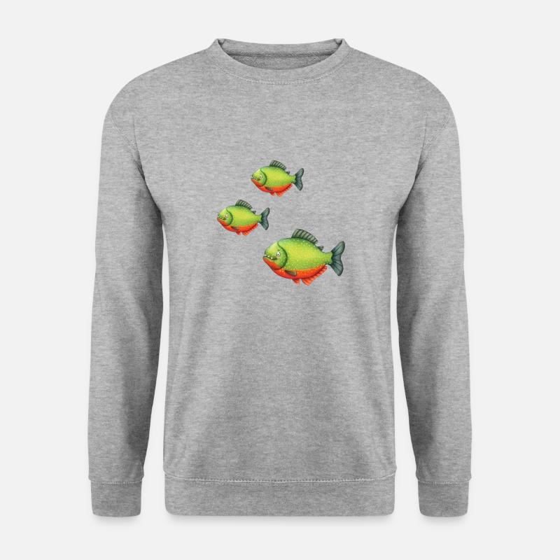 Piranhas - Unisex Pullover - Weißgrau meliert