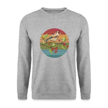 Colorful bird - Unisex Sweatshirt - salt & pepper - Front - Alina (178cm) & Michal (187cm)