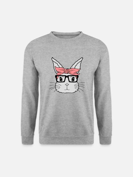 Female Nerd Rabbit Face - Unisex Sweatshirt - salt & pepper