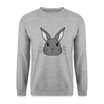Niedlicher kleiner Hase Gesicht - Unisex Pullover - Weißgrau meliert - Vorne - Alina (178cm) & Michal (187cm)