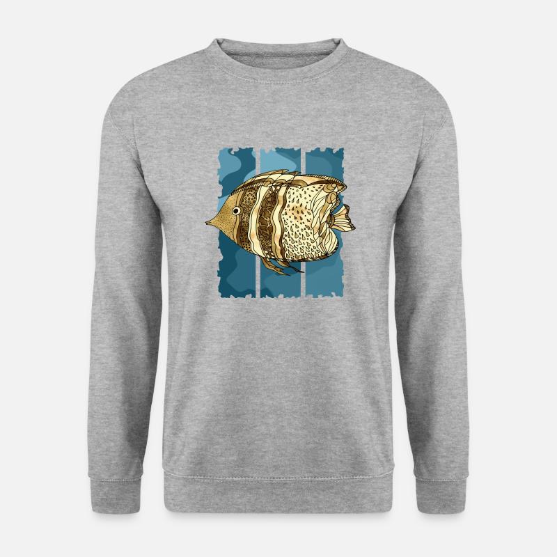 Fisch - Unisex Pullover - Weißgrau meliert
