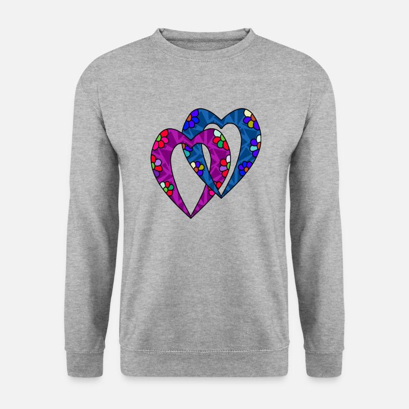 Herz - Unisex Pullover - Weißgrau meliert