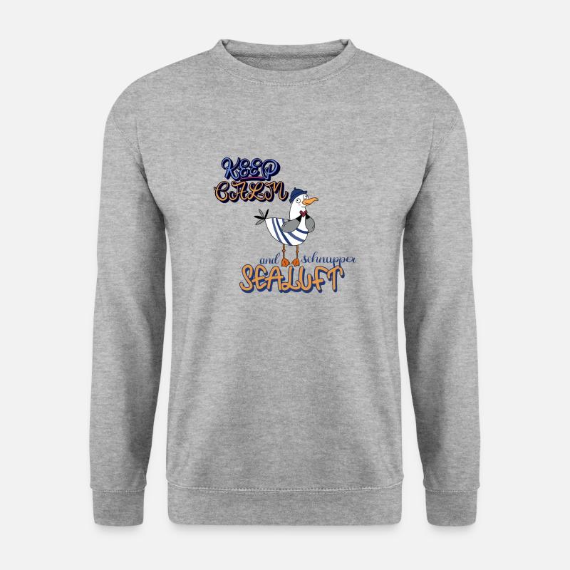 Keep calm and schnupper Sealuft - Unisex Pullover - Weißgrau meliert