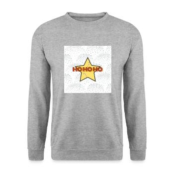 HO HO HO - Unisex Pullover - Weißgrau meliert - Vorne - Alina (178cm) & Michal (187cm)